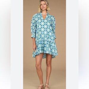 Blue Geometric Mini Dress